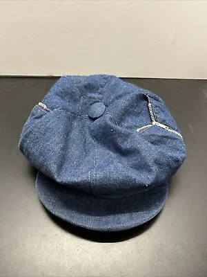 Vintage United Hatters Newsboy Hat Unisex Size Small Blue Denim • $29.99