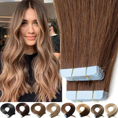£23.28 • Buy Ombre/Thick Tape In Human Remy Hair Extensions Double Drawn Skin Weft 60PCS=150G