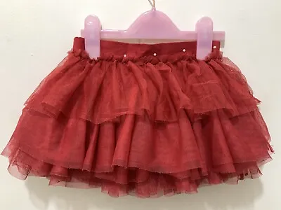 Cute Baby Girls Next Red Layer Tutu Occasion Party Skirt 9-12m ❤️ Xmas ❤️ • £4.99