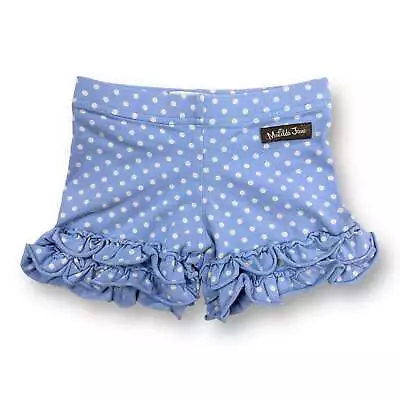 Girls Matilda Jane Size 2T Blue & White Polka Dot Knit Ruffle Shorts • $7.49