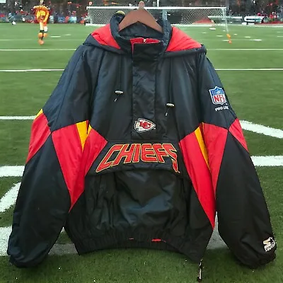 NFL PRO LINE Authentic STARTER Kansas City Chiefs Hooded Jacket Coat Quilt Lined • $295.95