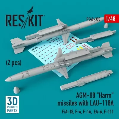 1/48 ResKit RS48-0390 AGM-88  Harm  Missiles With LAU-118A (2 Pcs)  (F/A-18 F-4 • $20