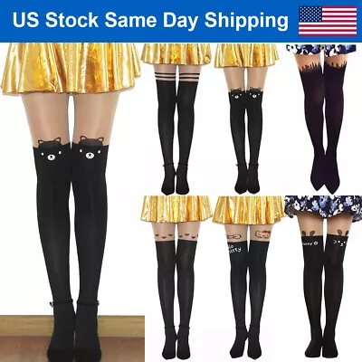 Girl's Cute Cartoon Animal Pantyhose Mock Knee High Tattoo Tights Stockings • $13.86