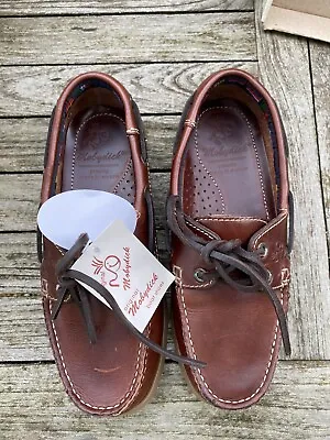 Mobydick Childrens Leather Deck Boat Shoes Size 2.5 35 Navigator Cognac BNWT • £25