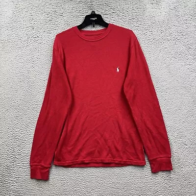 Polo Ralph Lauren Crew Neck Pony Shirt Mens Medium Red Thermal Long Sleeve • $14.99