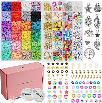 £12.99 • Buy 6000 Pcs Clay Beads For Bracelet Making, Jewellery Making Kit Bracelets Necklace