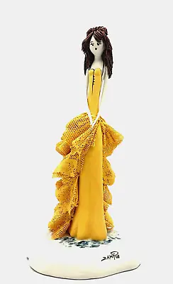 ZAMPIVA Elegant Standing Girl W/Yellow Lace Dress 6  By Lino Zampiva Fr. Italy • $79.50