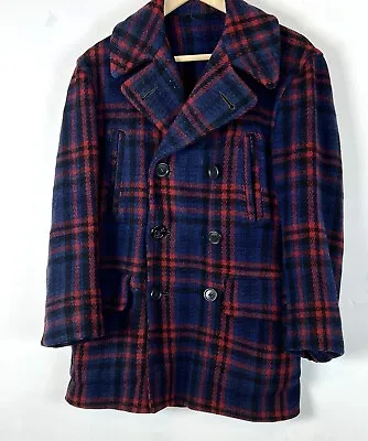 VTG Albert Richard 1930s Hudson Bay Red Blue Wool Mackinaw Coat • $699