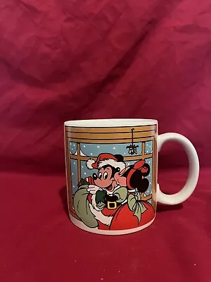 Vintage 1988 WALT DISNEY Applause Christmas 12oz. Coffee Mug Cup Mickey Minnie • $10