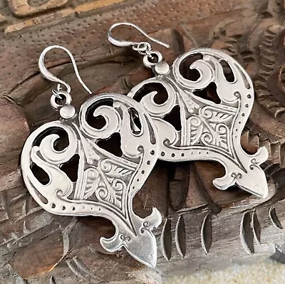 Exotic Earrings Moroccan Style Filigree Hearts Large Beachy Earrings • $23