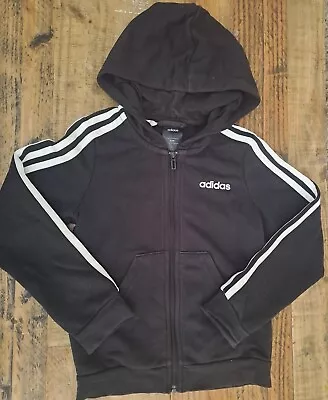 Adidas Kids Unisex Jacket.  Black With White Stripes. Sz 8-9y • $4.99