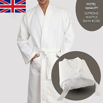 Unisex Hotel Spa Waffle Bath Robe Cotton Nightwear Dressing Gown Bathrobes XMAS • £9.88