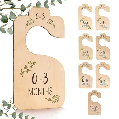 8Pcs Wooden Baby Closet Dividers For Clothes Organizer From Newborn To 24 Months • £6.72