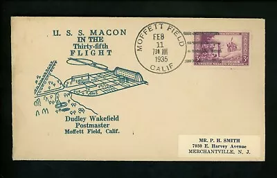 US Postal History Airmail Zeppelin U.S.S. Macon Mellone # 2/11/35-2.6 1935 CA • $24.99