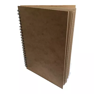 KRAFT Card Hardback Cover Scrapbook Pad Wirobound Sketch Book Arts 60 Page Recyc • £14.99