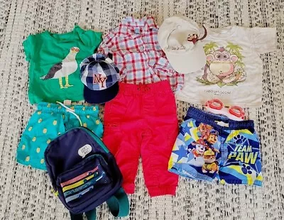 Mixed Lot For Baby Boys 6-12m. 12-18m. Top Pants Swim Pants Hats Bag Baby Gap • $24.95