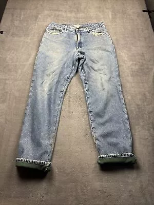 L.L Bean Classic Fit Flannel Lined Light Wash Denim Jeans Men's 34x32 • $19.95