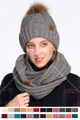 C.C Unisex Exclusive Solid Color Ribbed Knit Neck Warmer Infinity Scarf • $22.99