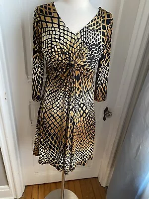 Marc Bouwer Black & Gold Design Pullover Dress-shirred Frontsleeves-sizes!! • $34.99