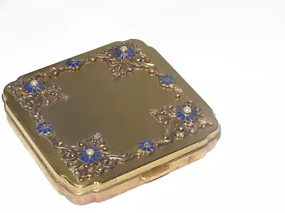 Vintage Enamel Flower Faux Pearl Powder Compact (920V) • $22.49