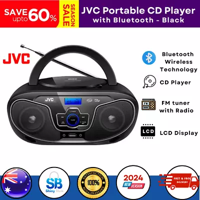 JVC Bluetooth Boombox Portable CD Player USB/MP3/FM Radio/LCD Display 8W Speaker • $89.97