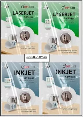 £9.99 • Buy A4 Water Slide Decal Paper Sheets White And Clear- Inkjet And Laser