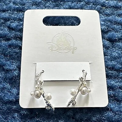 Disney Parks Mickey Mouse Icon Pearl Swarovski Silver Tone Earrings  New • $22.50