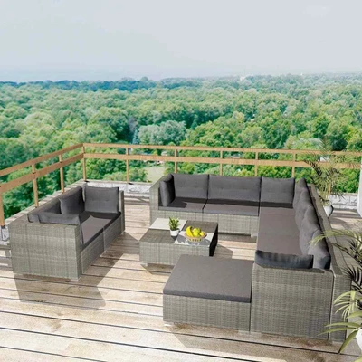 $1624.99 • Buy 10 Piece Garden Lounge Set With Cushions Poly Rattan Grey VidaXL