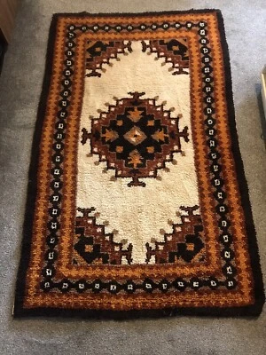 £89.99 • Buy Vintage Mid Century Modern Shag Throw Rug 45  X 75   70's Colours Wool Clean