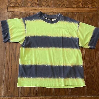 Vintage Gotcha T Shirt Size Medium Blue Neon Green Single Stitch Made In USA • $41.95