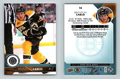 Brandon Carlo #14 Upper Deck 2017-18 Series 1 Hockey Trading Card • £0.99