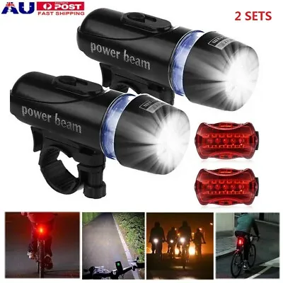 2x Front Rear Bike Light LED Bicycle Tail Lights Waterproof Flashlight Headlight • $16.89