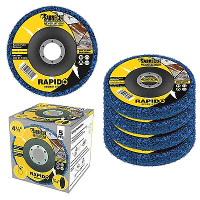 5 X SabreCut 115mm 4.5  Poly Strip Wheel Discs Paint Rust Removal For Grinders • £20.99
