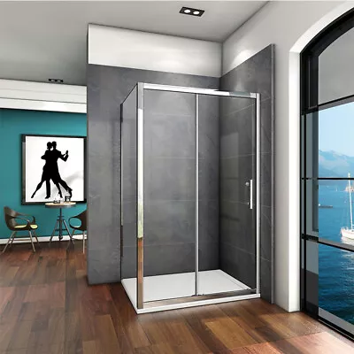 Sliding Shower Enclosure Walk In Glass Cubicle Screen Door Side Panel Stone Tray • £183