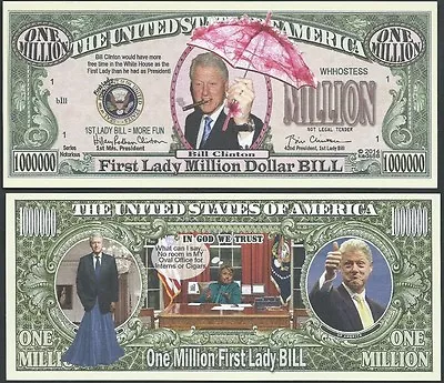 BILL CLINTON FIRST LADY MILLION DOLLAR BILL - Lot Of 10 Bills • $5.49