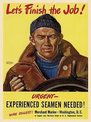 1940s Merchant Marine Seamen Needed! Classi WW2 Recruting Poster - 20x28 • $17.95