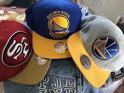 LOT OF 3 MITCHELL & NESS GOLDEN STATE WARRIORS 49ers SNAPBACK HATS • $65