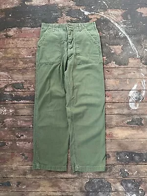 Vintage OG 107 Army Trouser Pants 31x30 Button Fly Green Vietnam Sateen • $74.99