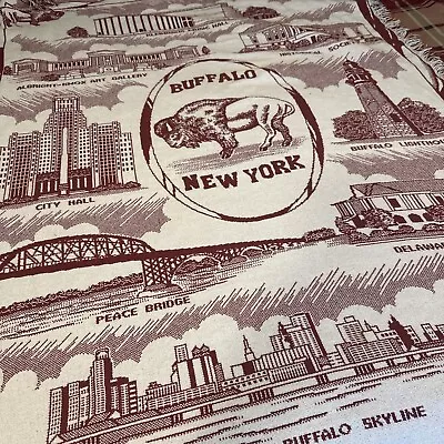 Large Throw Blanket Tapestry Buffalo NY 46” X61  Vintage • $34.99