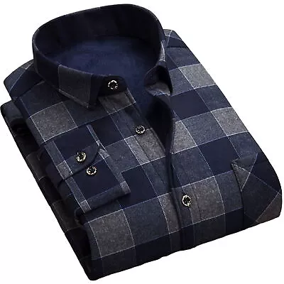 Lapel Collar Shirt Men Stylish Men's Plaid With Soft Comfort Regular Fit Spring • $17.35