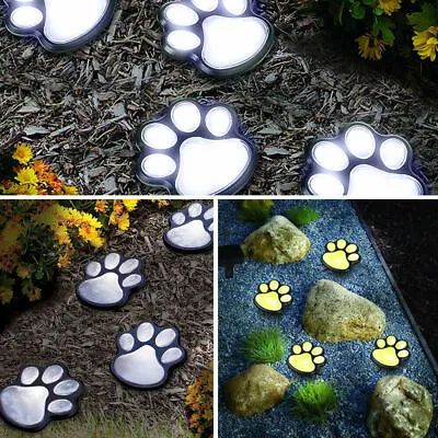 4X Solar Dog Animal Paw Print Light Garden Statue Lantern 3  LED Path Light Lamp • $11.98