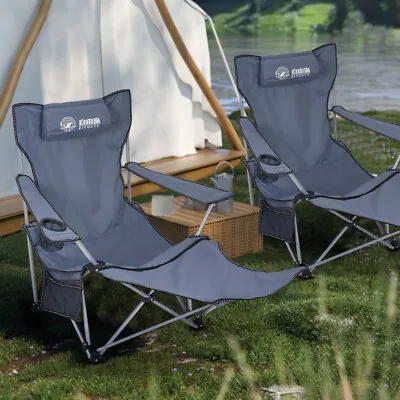 2 In 1 Folding Camping Chairs Lightweight Outdoor Beach Reclining Lounge Chair • £25.95