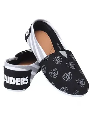 NFL Oakland Raiders Ladies Canvas Stripe Shoes Slippers • $24.99