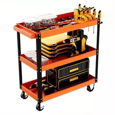 3-Tier Garage Rolling Tool Cart Workshop Mechanical Tool Cart W/Lockable System • $59