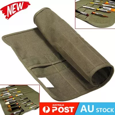 Army Organizer Paint Brush Holder Roll Up Artist Canvas Bag Draw Storage Case AU • $11.89