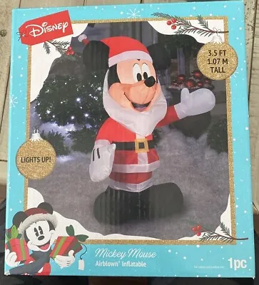 Disney Mickey Mouse Santa Outfit Christmas Airblown Inflatable 3.5' TallLightsup • $32.99