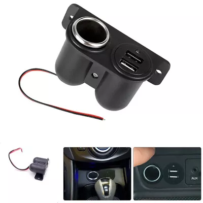 SUV Car 3.1A Dual USB Power Outlet Socket Plug Adapter  Cigarette Lighter Black • $10.28