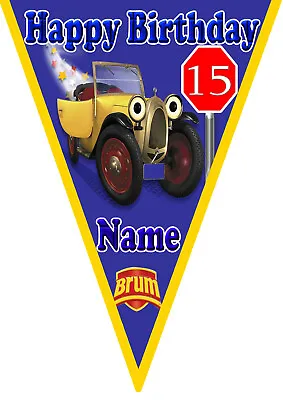 10/15/20 Large Brum Car Personalised Birthday Party Bunting Banner Boys Girls • £10.13