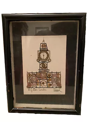 Vtg Big Ben London Horological Collage 1971 L. Kersh England 8.5” X 6.5 “ Signed • $28.99