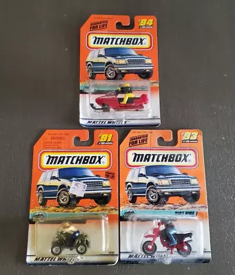 1999 Mattel Lot Of 3 Mountain Cruisers Series Matchboxes Snowmobile Dirt Bike • $36.21